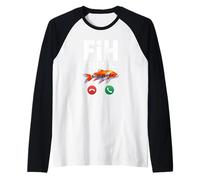 Fih Calling Ricordami Messaggio Rifiuta Accetta Telefonata Pesce Maglia con Maniche Raglan