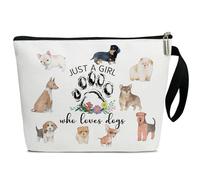 Fihjm Trousse per cosmetici, trousse da toeletta, regalo di compleanno per donne, piccola borsa per il trucco con cerniera, borsa da viaggio per borsa, bianco, Solo una ragazza che ama i cani-02