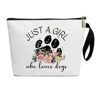 Fihjm Trousse per cosmetici, trousse da toeletta, regalo di compleanno per donne, piccola borsa per il trucco con cerniera, borsa da viaggio per borsa, bianco, Solo una ragazza che ama i cani-15