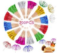FIHODONE 200 Pezzi Stuzzicadenti Decorativi a Portata di Mano, Colore Spiedini Stuzzicadenti Lunghi, 23cm Finger Food Bastoncini, Ideale per Feste con Amici, Picnic e Campeggio, Pub e Balli