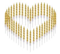 FIHODONE 40 candele di compleanno a spirale, oro, per torte e decorazioni di compleanno e matrimonio