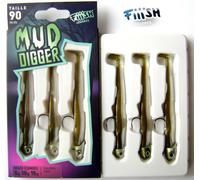 FIIISH MUD DIGGER Maxi Combo & 90mm.Fishing Morbido Esca, Walleye,Luccio,Zander