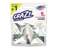 FIIISH CRAZY SAND EEL RICAMBI JIG HEAD OFF SHORE - CONFEZIONE: 2 pezzi, PESO (GR): 5, COLORE: NACRE VERT, MISURA: N. 1