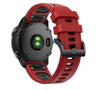 FiiMoo Silicone Cinturino Compatibile con Garmin Descent G2/Descent G1/Fenix 8 47mm/Quatix 7 Pro/Quatix 7, 22mm Ricambio Cinturino, Cinturini Sportivi in Silicone per Garmin Fēnix 7 Pro - Rosso+Nero