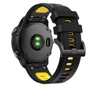 FiiMoo Silicone Cinturino Compatibile con Garmin Descent G2/Descent G1/Fenix 8 47mm/Quatix 7 Pro/Quatix 7, 22mm Ricambio Cinturino, Cinturini Sportivi in Silicone per Garmin Fēnix 7 Pro - Nero+Giallo