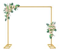Fiita Arco per matrimonio, 2 × 2 m, supporto per rose in metallo per matrimonio, arco quadrato, d'uva dorato, supporto per cerimonia, feste, baby shower, compleanno, decorazione di laurea Dorato