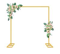 Fiita Arco per matrimonio, 2.5 × 2.5 m, supporto per rose in metallo per matrimonio, arco quadrato, d'uva dorato, supporto per cerimonia, feste, baby shower, compleanno, decorazione di laurea Dorato
