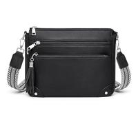 Fiiuos Borsa a tracolla antifurto per le donne RFID Borse a tracolla per viaggio Borsa a tracolla in pelle vegana con portafoglio integrato, nero