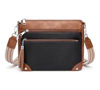 Fiiuos Borsa a tracolla antifurto per le donne RFID Borse a tracolla per viaggio Borsa a tracolla in pelle vegana con portafoglio integrato, Nero e marrone.
