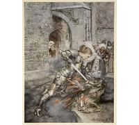 FIKAGXQGT Stampe su Tela Arte Quadro Carteles de Arte Come Sir Lancillotto ha combattuto con un drago amico di Arthur Rackham per la Decorazione Della Parete 60x90cm