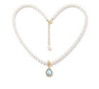 Fiklon Delicata collana con croce di perle da donna, placcata oro 18 carati, girocollo con ciondolo a forma di croce, gioiello religioso cristiano, per battesimo, comunione, cresima, regalo per lei
