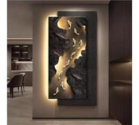 fikujap Arte della Parete di Alimentazione Plug-in, Decorazione da Parete di Pittura Creativa con Luce a LED, Imitazione Scultura a Parete 3D, Decorazione,B,100 * 50cm