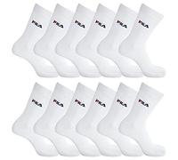 Fila 12 Paia Calze calzini mezza gamba Uomo Donna Cotone Elasticizzato nero bianco grigio (39-42, BIANCO)