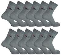 FILA 12 Paia Calze calzini mezza gamba Uomo Donna Cotone Elasticizzato nero bianco grigio (39-42, GRIGIO)