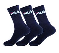 Fila 3 paia di calzini, calze da tennis in spugna con colletto con logo, unisex: Colour: Navy | Size: 6-8 UK