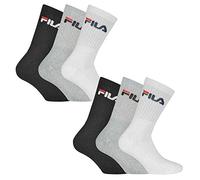 Fila F9505, Calze Unisex - Adulto, Nero/Grigio/Bianco, 39-42, Confezione da 3