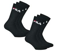 Fila 6 Paia Calzini, Spugna Calzini da tennis con logo colorato, Unisex (2x PACCO DA 3) - Nero, 43-46 (9-11 UK)