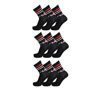 FILA 9 paia di calzini Street Sport in set da 9 pezzi, tinta unita con strisce, unisex, 35-38,39-42,43-46 Nero (200) 39-42