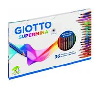Supermina pastelli colorati - esagonali D 7,6mm lunghezza 18cm e mina D 3,8mm - colori assortiti - Giotto - astuccio 36