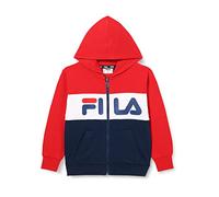 FILA Baar-ebenhausen Blocked Zip Felpa con Cappuccio, Medieval Blue-True Red Bright White, 110 cm-116 cm Unisex-Bambini