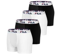 FILA Boxer Uomo Cotone, anti-irritazione, traspirante, set di 4, Bianco, Nero, Taglie XL