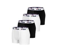 FILA Boxer Uomo Cotone, anti-irritazione, traspirante, set di 4, Bianco, Nero, Taglie XXL
