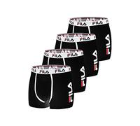 FILA Boxer Uomo Cotone, libertà di movimento, confortevole, set di 4, Nero, Taglie XL