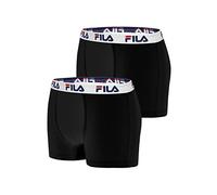 FILA Boxer Uomo Cotone, Mutande Uomo, elasticizzati, comodi (set di 2), Nero, Taglie L