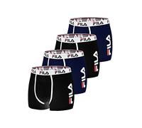 FILA Boxer Uomo Cotone, Mutande Uomo Maglia Aerata, Traspirante (set di 4), Nero, Blu, Taglie S