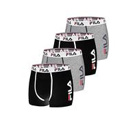 FILA Boxer Uomo Cotone, ultra morbido, antiscivolo, set di 4, Nero, Grigio, Taglie L