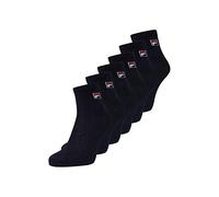 Fila CALZINI SNEAKERS OFFERTA 6 E 12 PEZZI, COTONE MERCERIZZATO LEGGERI, CALZA UNISEX, CALZE SPORTIVE F1763 (6 PEZZI NERO, 35-38)