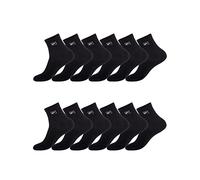 FILA Calzini Uomo Running Set di 12 Calze Sportive Uomo, Antiscivolo e Flessibili, Nero, Taglie 43/46
