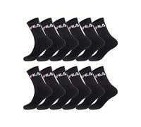 FILA Calzini Uomo sportivo, tessitura con imbottiti, set di 12, Calze Uomo Lunghe resistenti, Nero, Taglie 39/42