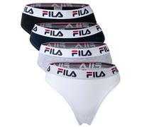 FILA Donne String, Confezione Da 4 - Logo-Band, Cotone Stretch, Monocromatico