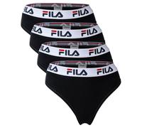 FILA Donne String, Confezione Da 4 - Logo-Band, Cotone Stretch, Monocromatico