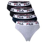 FILA Donne String, Confezione Da 4 - Logo-Band, Cotone Stretch, Monocromatico