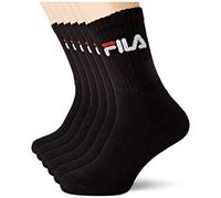 Fila F9505 Unisex Calze da Tennis Tutto Spugna, Taglia 43/46, Nero, 6 paia