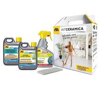 FILA Kit Ceramica, Il Kit Completo per Pulire il Gres Porcellanato, Rimuove Aloni e Macchie su Gres, Facilita la Pulizia e Ripristina la Naturale Bellezza dei Pavimenti