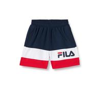FILA LANGULA Beach Shorts, Costume da Bagno Ragazzi, Black Iris-Bright White-True Red,