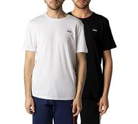 FILA Brod Double Pack T-Shirt, Bright White-Black Beauty, S Uomo