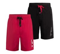 Fila Men's 2-Pack Pajama Night Sleep Short, Red and Black, Medium