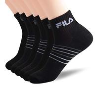 Fila Men's Striped Half Cushion Quarter Socks, Black, One Size