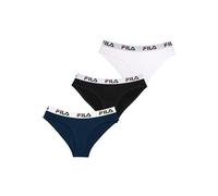 FILA Mutande Donna Cotone, Intimo Donna Stretch, Confortevole e Morbido Set di 3, Nero, Blu, Bianco, Taglie S