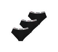 FILA Mutande Donna Cotone, Intimo Donna Stretch, Confortevole e Morbido Set di 3, Nero, Taglie XS