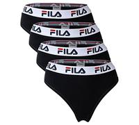 FILA Perizoma da donna - Confezione da 4 slip con logo, cotone elasticizzato, Nero , M