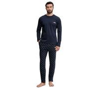 Fila Pigiama Uomo Manica Lunga FPS1215 - Maglia Cotone con Stampa, Pantalone Lungo Gamba Dritta, Fascia Elastica in Vita - Comfort e Stile per la Notte (blu navy, M)