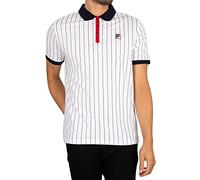 Fila, Polo da tennis da uomo White Line BB1, stile vintage, colore: bianco a righe bianco M