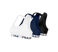 FILA Reggiseno Sportivo Donna in cotone, senza rinforzo, set di 3, Blu, Nero, Bianco, Taglie XL