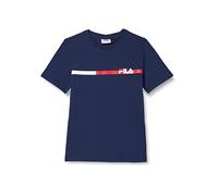 FILA Skopje Block Stripes T-Shirt, Blu Medievale, 146-152 cm Bambini e Ragazzi