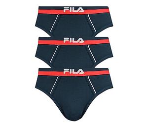 FILA Slip da uomo, confezione da 3 pezzi, logo urbano, cotone elasticizzato, tinta unita, Blu marino, M